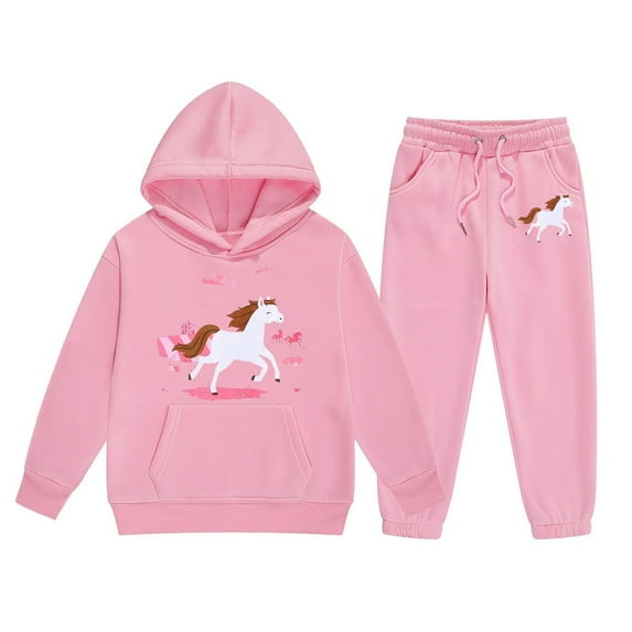 XEGLSBU Toddler Girl Fall Outfits 3T Girls' Clothing Set Buttrfly Print Crop Top Hoodies Sweatpants 2 Pcs Outfits Kids Sweatsuit Tracksuit Jogger Set A-Pink Size 6-7 Years