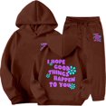 thumbnail image 1 of XEGLSBU Toddler Girl Outfits 2T Winter Girls Outfits Tracksuit with Stylish Print Hoodie and Joggers Warm Kids Girls Fall Outfits Size 10-12 Short Sleeve Brown Size 12-13 Years, 1 of 4