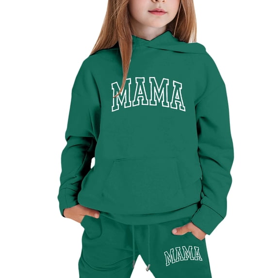 XEGLSBU Toddler Girl Outfits 3T Denim Girls Outfits Hoodies Letter Print Sweatshirt Stylish and Comfortable Everyday Wear Girls Fall Outfits Dark Green Size 2-3 Years