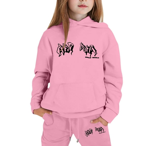 XEGLSBU Toddler Girl Outfits 5T Dress Girls Outfits Hoodies Letter Print Sweatshirt Stylish and Comfortable Everyday Wear Girls Fall Outfits 10 Pink Size 7-8 Years