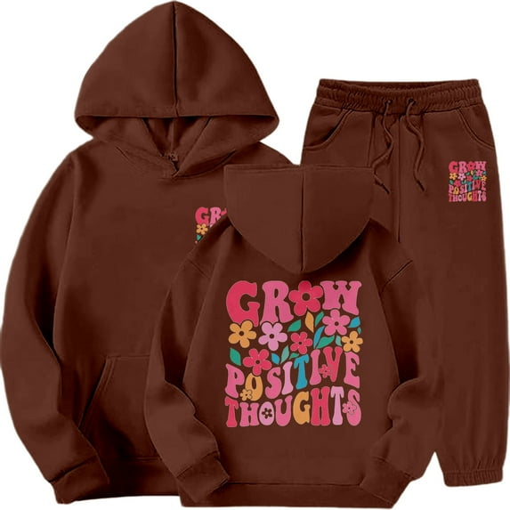 XEGLSBU Toddler Girl Outfits 5T Fall Winter Girls Outfits Tracksuit with Stylish Print Hoodie and Joggers Warm Kids Toddler Girl Outfits 2T Jeans Brown Size 10-11 Years