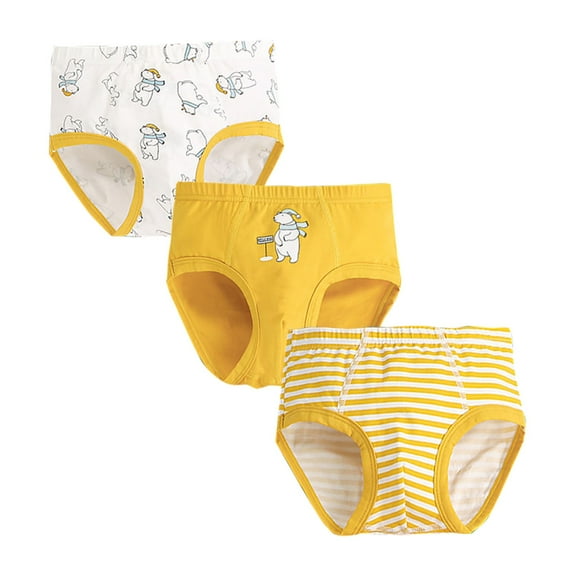 XEGLSBU Toddler Kids Briefs Underwear Baby Pants Soft Underpants Briefs Cartoon Dinosaur Print Pants Head Little Boy Underpants 3PCS Boys Underwear Size 14-16 Briefs Yellow Size 4-5 Years