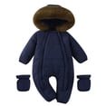 thumbnail image 1 of XEGLSBU Toddler Snowsuit Boys Snowsuits Winter Baby Jumpsuit with Hood and Collar Warm Romper for 0 24 Months Baby Snowsuit Boy Navy Size 0-3 Months, 1 of 3