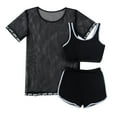 thumbnail image 1 of XEGLSBU Toddler Swimsuit Girl Neon Kids Girls 3 Piece High Waisted Letter Tape Bikini Swimsuit Bathing Suit with Cover Up Black Size 6-7 Years, 1 of 9