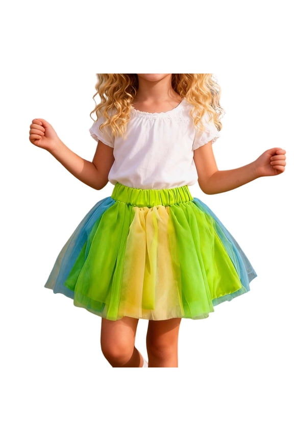 Toddler Tutu Skirt Turkey Girls Carnival Party Tutu Skirt Layered Dance Skirt for Kids Casual Play Dress Up Green Size 140