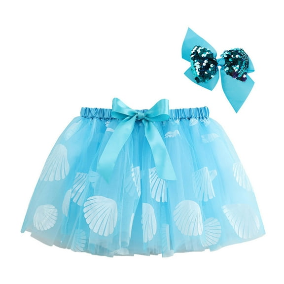 XEGLSBU Tutu Dress for Girls 4T Kids Girls Dance Party Cartoon Skirt Ballet Skirts Hairclip Set Sky Blue Size 2-4 Years