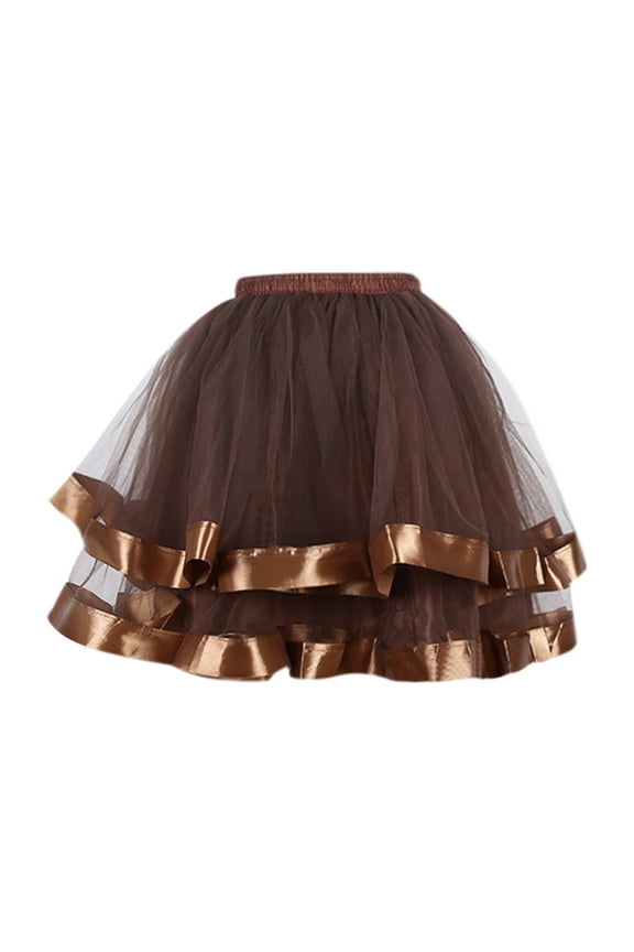 Tutu Skirt for Women Adults Plus Size Rainbow Women Christmas Dance Party Tulle Skirt Holiday Party Tutu Ballet Skirts Brown One Size