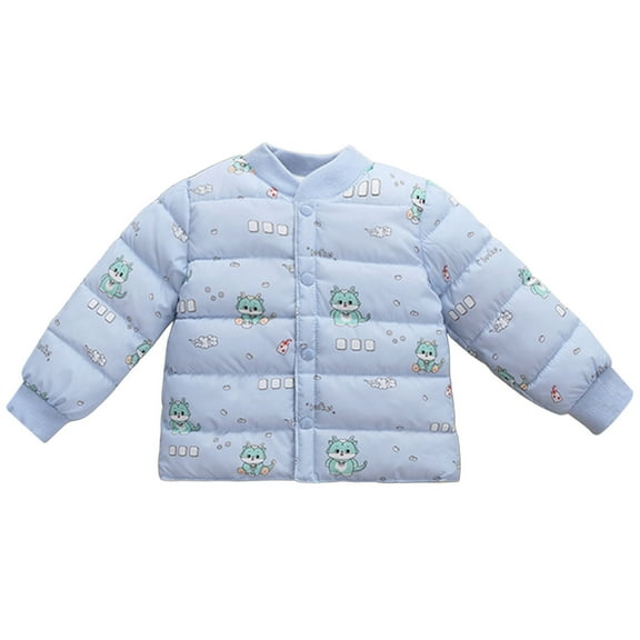 XEGLSBU Winter Coats for Boys 5T 6T Girls Down Jacket with Cartoon Print Winter Warm Padded Coat for Kids Outerwear Windproof Cold Weather Insulated Light Blue Size 2-3 Years