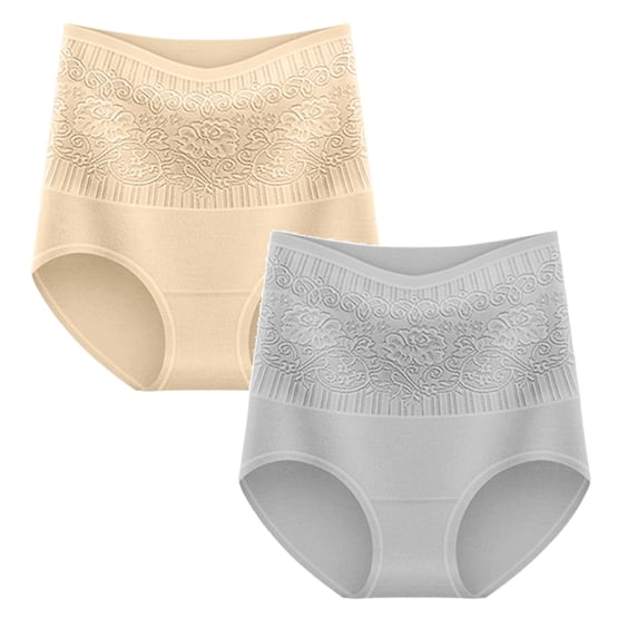 XEGLSBU Women Panties High Waisted Lift Underpants Comfortable Full Coverage Underwear Soft Stretch for Lady 2 PCS Size XL