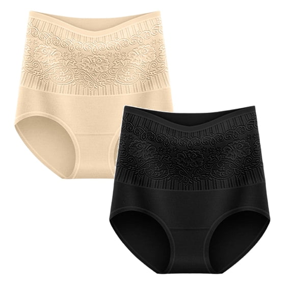 XEGLSBU Women Panties High Waisted Lift Underpants Comfortable Full Coverage Underwear Soft Stretch for Lady 2 PCS Size XXXXXL