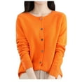 thumbnail image 1 of XEGLSBU Women Sweaters Cardigan Plus Size Women Knitted Spring and Autumn Round Neck Sweater Long Sleeve Solid Color All Cardigan Jacket Women Sweaters Cardigan with Flowers Orange Size XL, 1 of 6