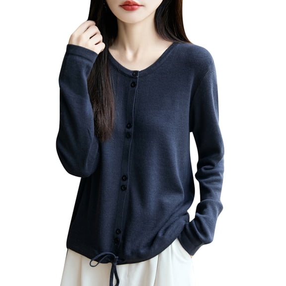 XEGLSBU Women Sweaters Fall Green Sweaters for Women Button Front Long Sleeve Cardigan Soft Warm Knit Elastic Women Sweaters for Spring d-Dark Gray Size M