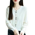 thumbnail image 1 of XEGLSBU Women Sweaters Fall Green Sweaters for Women Button Front Long Sleeve Cardigan Soft Warm Knit Elastic Women Sweaters for Spring d-White Size M, 1 of 4
