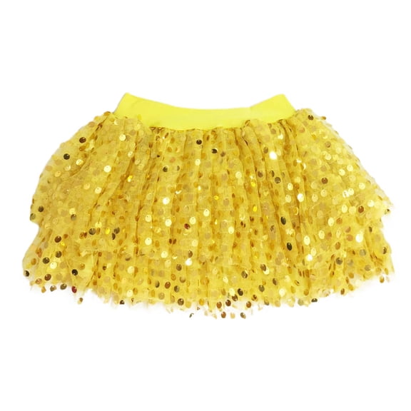 XEGLSBU Womens Skirts Knee Length Pleated Ladies Cake Skirt Short Skirt Mesh Skirt Performance Skirt Fine Glitter Sequins Cheerleader Tutu Skirt Princess Skirt Gold One Size