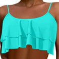 thumbnail image 1 of XEGLSBU Womens Swimsuits 1 Piece High Neck Women's Fashion Solid Color Crop Double Swimsuit Top 1 Light Green Size L, 1 of 5