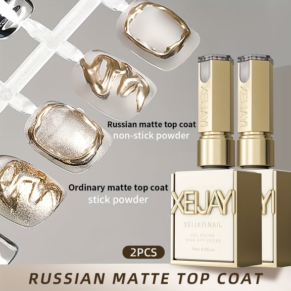 XEIJAYI 15ML 2PCS Matte Rubber Topcoat Gel Polishing Seal -Wash Nail Functional Glue /LED Soak-Off Gel For Salon & DIY, Japanese-Korean Style Nail Designs, Nail Care, DIY Nail Design,