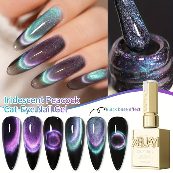 XEIJAYI 15ml 2Colors Set Magnetic Cat Eye Gel Polish - Reflective Shimmer Nail Art With Alcohol-Free/LED Soak-Off Gel For Salon & DIY, Japanese-Korean Style Nail Designs, Nail Care, DIY Nail Design,