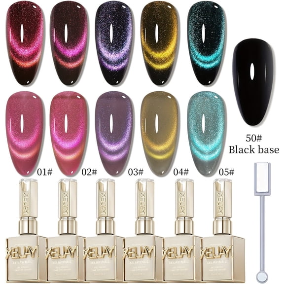 XEIJAYI 15ml 2Colors Set Magnetic Cat Eye Gel Polish - Reflective Shimmer Nail Art With Alcohol-Free/LED Soak-Off Gel For Salon & DIY, Japanese-Korean Style Nail Designs, Nail Care, DIY Nail Design