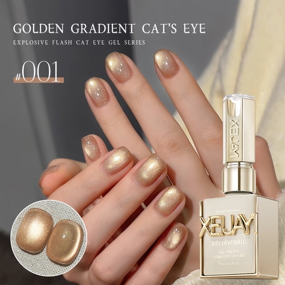 XEIJAYI 15ml Holographic Magnetic Cat Eye Gel Polish - Reflective Shimmer Nail Art With Alcohol-Free/LED Soak-Off Gel For Salon & DIY, Japanese-Korean Style Nail Designs, Nail Care, DIY Nail Design