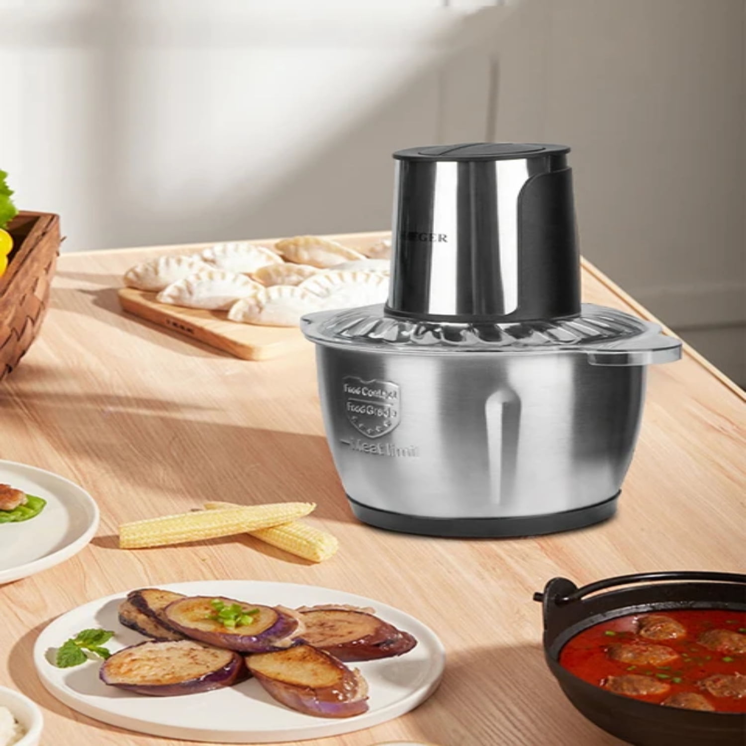 XEJEANG HighSpeed Stainless Steel Electric Chopper Meat Grinder Mincer