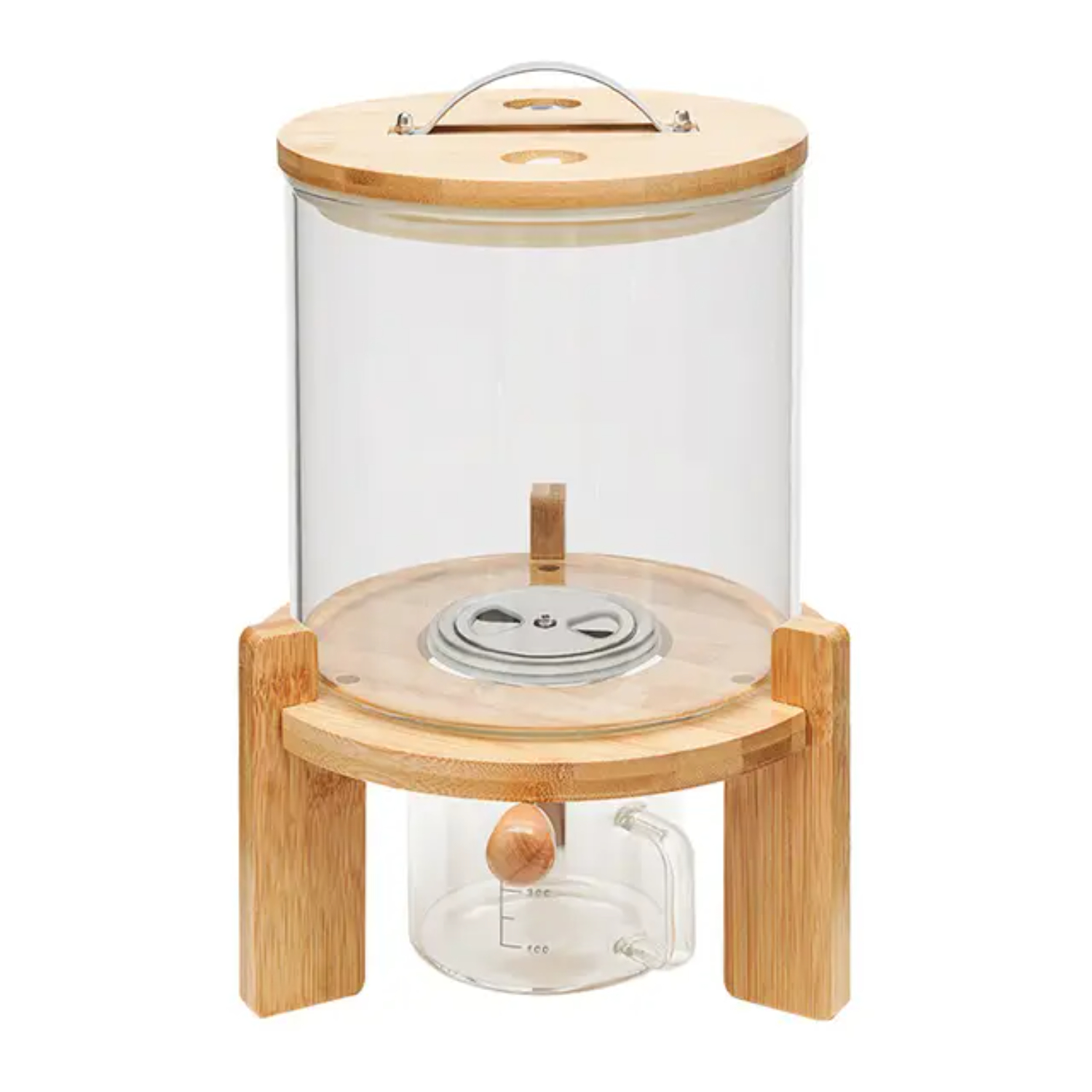 XEJEANG Valve 5L Glass Rice Dispenser Container for Cereal and Dry Food Storage