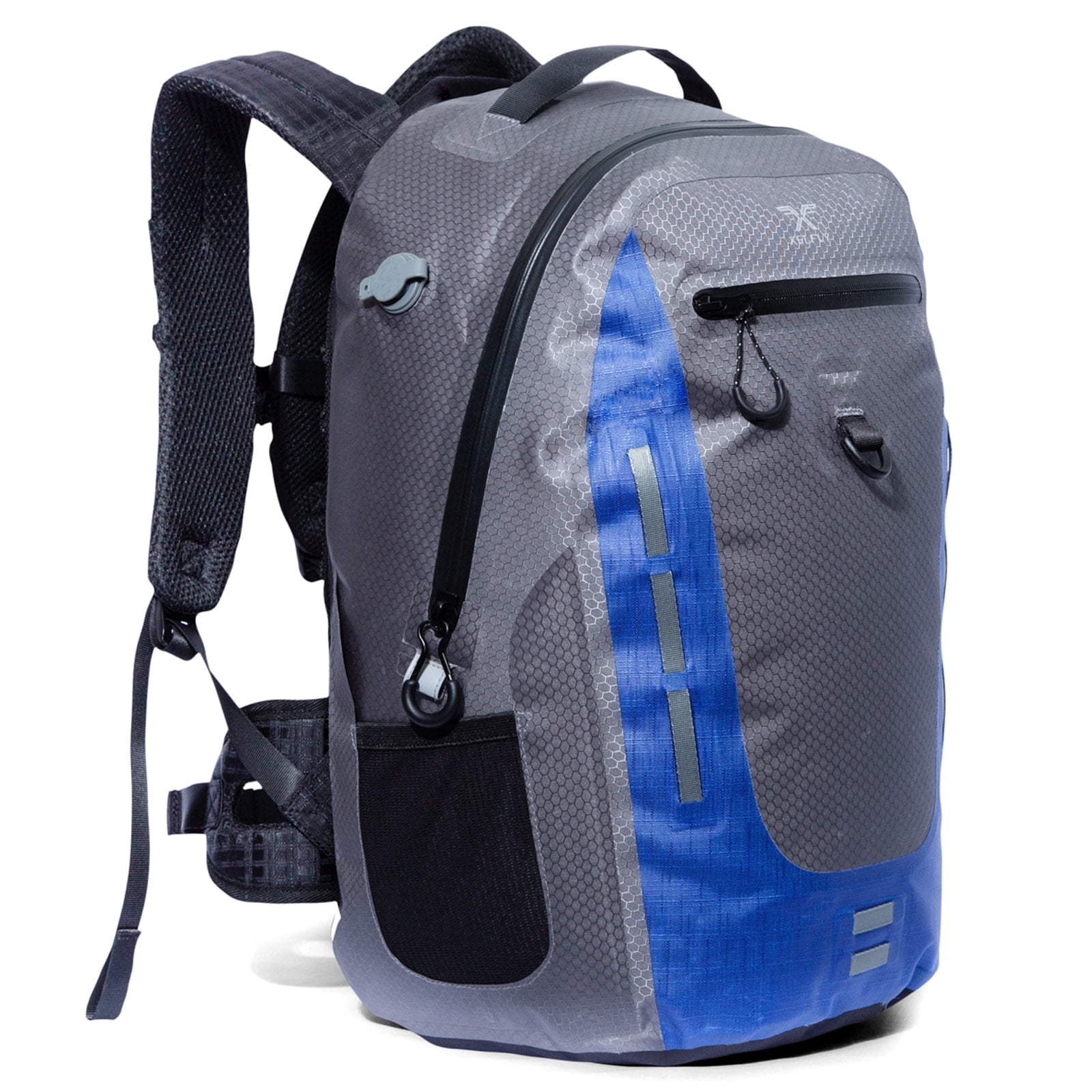 XELFLY Submersipack Waterproof Backpack - Submersible, Inflatable, Floating TPU Coated Durable Nylon Dry Bag with Airtight Zipper for Kayak, Fishing, Boating, Hiking, Paddle Board (Deep Blue, 25L)