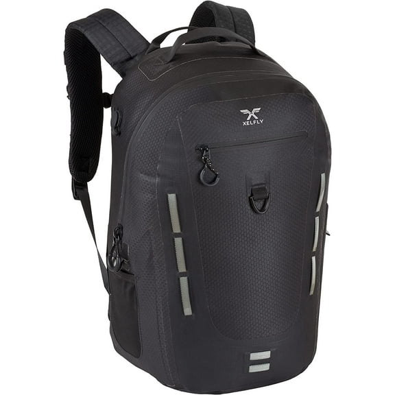 XELFLY Submersipack Waterproof Backpack - Submersible, Inflatable, Floating TPU Coated Durable Nylon Dry Bag with Airtight Zipper for Kayak, Fishing, Boating, Hiking, Paddle Board (Black, 25L)