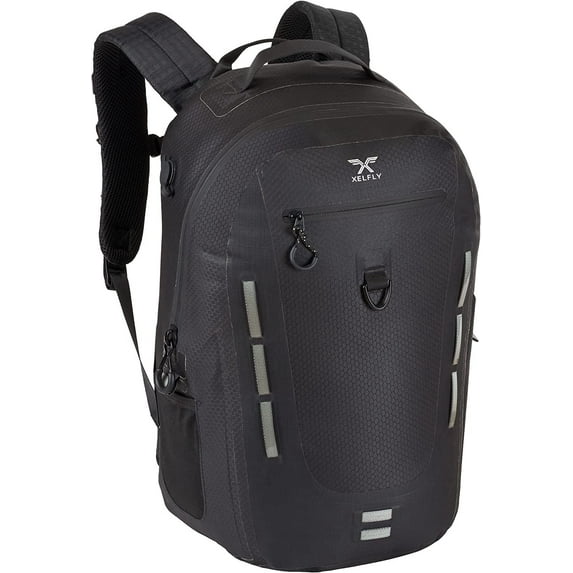 XELFLY Submersipack Waterproof Backpack - Submersible, Inflatable, Floating TPU Coated Durable Nylon Dry Bag with Airtight Zipper for Kayak, Fishing, Boating, Hiking, Paddle Board (Black, 25L)