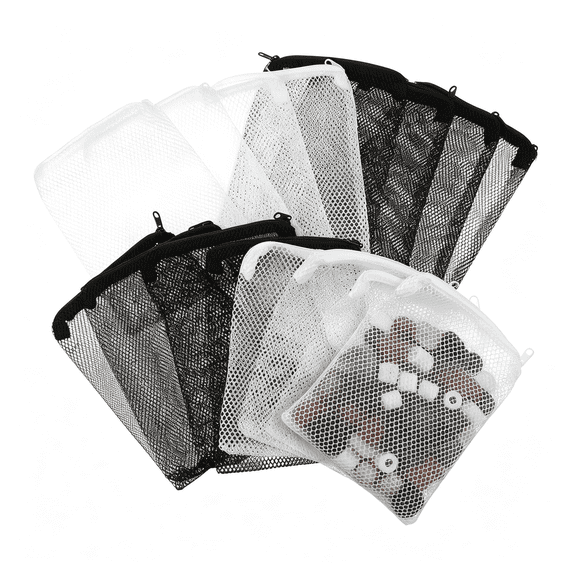 XENAKY 16 Pack Aquarium Filter Media Bags with Zipper,Fish Tank Media Mesh Filter Bag,Reusable Fine Mesh Bag for Activated Carbon,Bio Balls,Ceramic Rings - Net Hole 1-2Mm,(7.8" X 5.9")