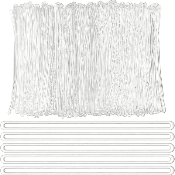 XENAKY 200 Pcs Clear Plastic Luggage Straps 6" Clear Worm Loops Luggage Tag Straps Name Tag Loop for Bag Tags,Identification Cards Id Durable Straps for Bags