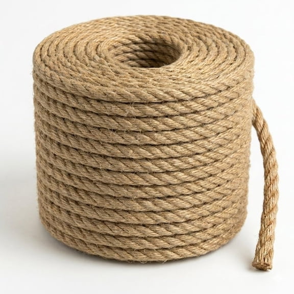 XENAKY 3/8" X 100 Feet Natural Jute Rope,4-Strand Twisted Hemp for Indoor Outdoor Use,Manila Rope for Home Decor,Diy Crafts,Nautical Decoration,Gardening,3/8 Rope