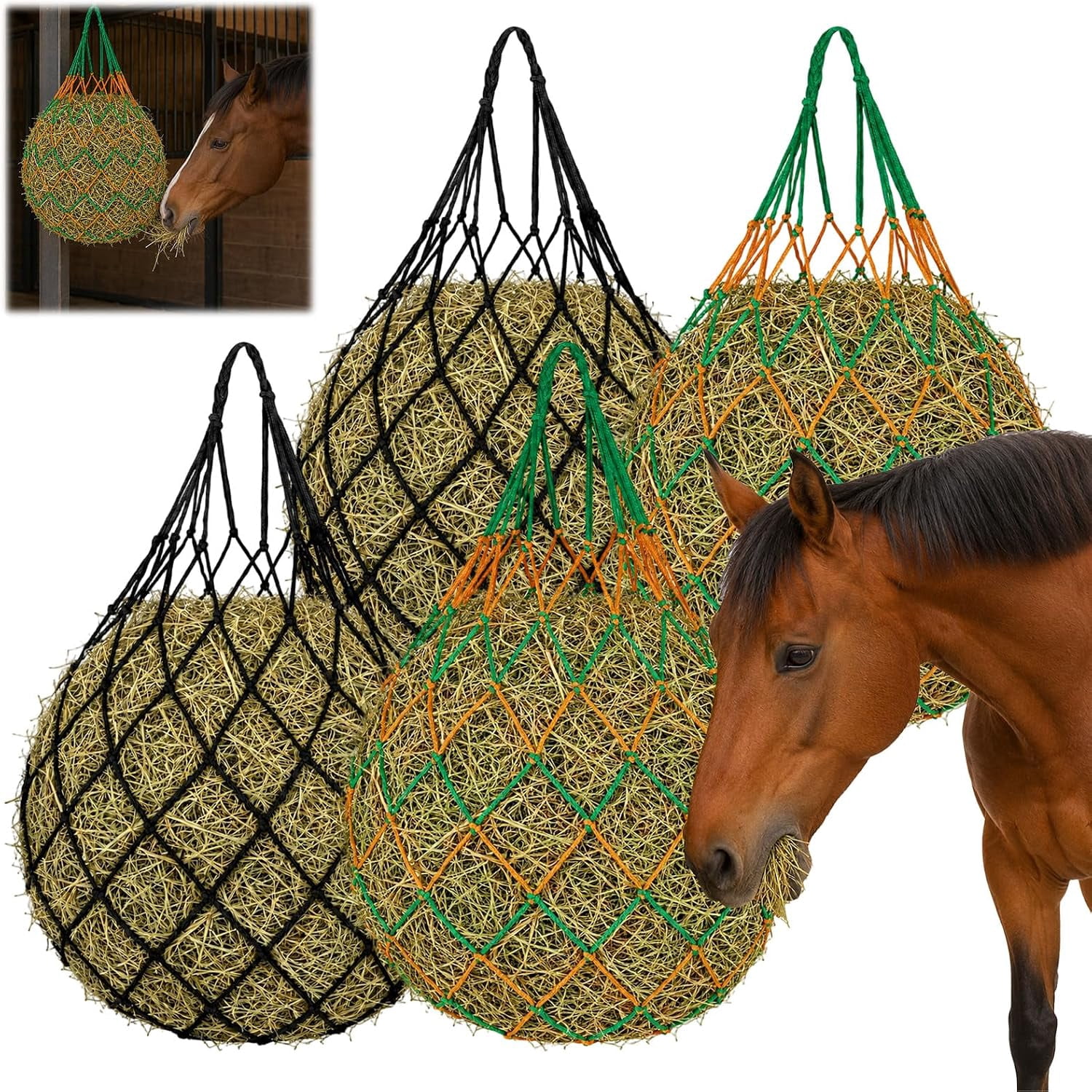 XENAKY 4Pcs Large Capacity Hay Nets,94Cm/37In Long with 6.5Cm/2.56In ...