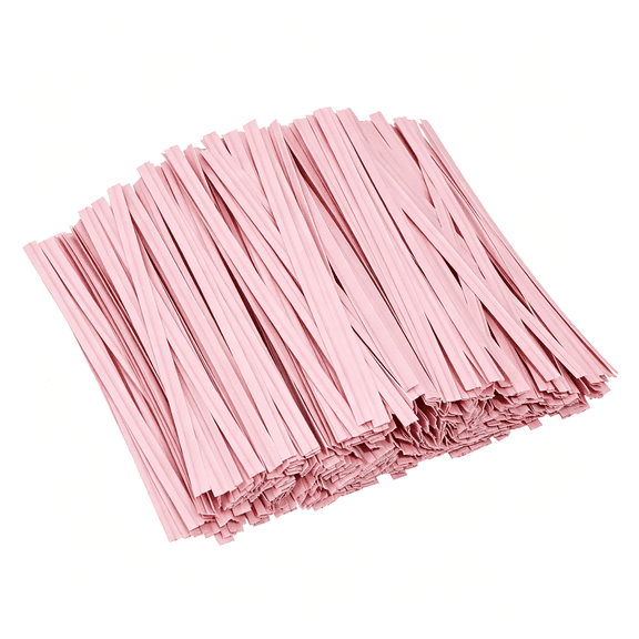 XENAKY 500Pcs Kraft Paper Twist Ties Plant Ties 4Inch Reusable Bread Twist Ties Cake Pop Ties Cable Ties Candy Ties for Bags, Eco-Friendly Pink Twist Ties (Pink)