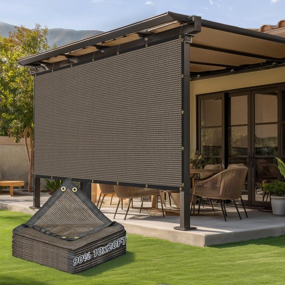 XENAKY 90% Sun Shade Cloth, 10X20Ft Garden Shade Cover with Reinforced Grommets, Mesh Tarp Sun Privacy Screen for Greenhouse, Plant, Pergola, and Backyard Patio Sunshade