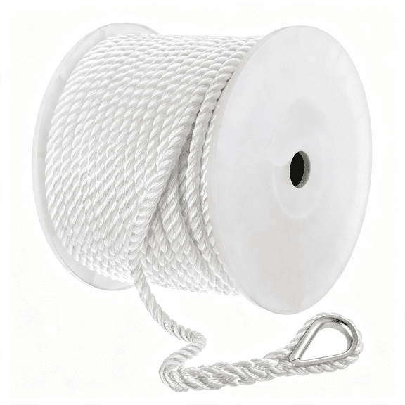 XENAKY Boat Anchor Rope 3/8 Inch X 100Ft-Marine Grade Anchor Line Premium Solid Braid Mfp Dock Line with Stainless Steel Thimble & Shackle for Boat,Kayak,Dock Boating Accessories-White