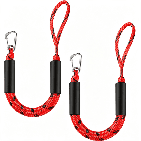 XENAKY Bungee Dock Lines 2 Pack \U2013 Shock Absorbing Mooring Ropes for Boats, Pontoons &Amp; Pwc, Stretch Length Options from 2 Ft to 9 FtWith\/Without Clip (One Clip-2Ft Stretches to 2.6Ft)