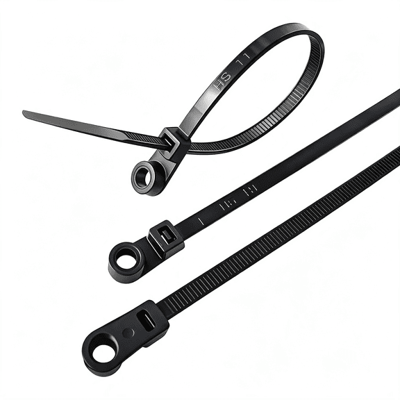 XENAKY Heavy Duty Cable Ties with Screw Holes (100 Pack) 11.8" Mounting Head Electrical Zip Ties 50 Lbs,Uv Black High Tensile Zip Ties with Screw Mounting Hole