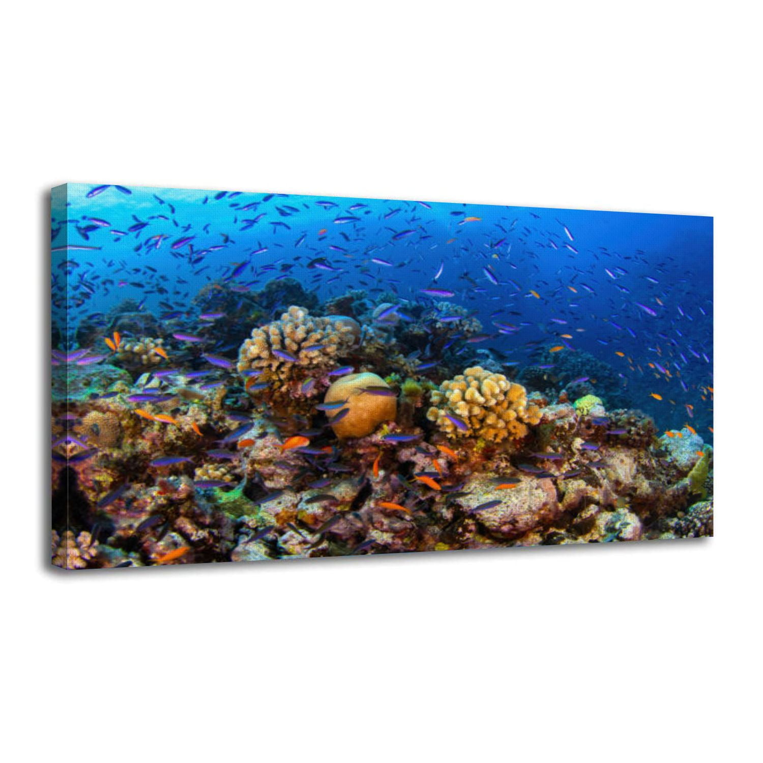 Picture of XEOSLKRH Canvas Wall Art Reefscape hard corals tropical fish Great ...