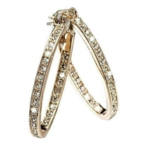 XEOVHV 14K Gold Hoop Earrings for Women, Diamond Hoop Earrings, Dazzling Gold Huggie Hoops Earrings Varied Stone Sizes Gold Earrings Hoops 35mm