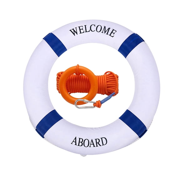 XEOVHV 20" Lifebuoy Set with 98.4FT Rope, Reflective Foam Ring for Pool & Water Safety