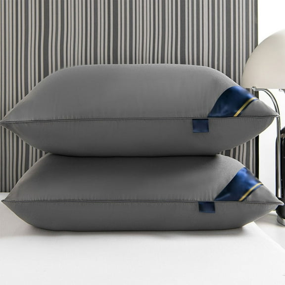 XEOVHV 2PC Goose Down Feather Pillows Queen Size, Luxury Hotel Alternative Collection Bed Pillow for Sleeping Firm Soft Support for Side & Back Sleepers, Gray, 17x28 Inch