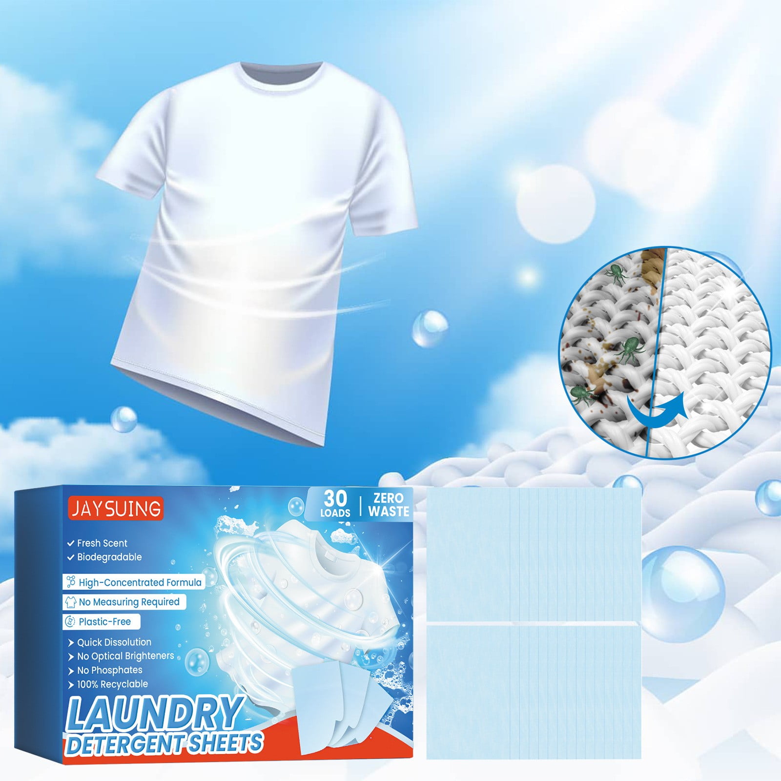 XEOVHV 30PCS Laundry Tablets, Strong Decontamination Detergent Powder Tablets, Laundry Detergent For Underwear And Clothes