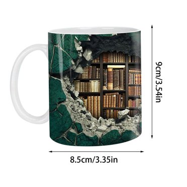 Print Maniacs 3D Bookshelf Coffee Mug – Creative Ceramic Library Mug – Dishwasher Safe – STY3