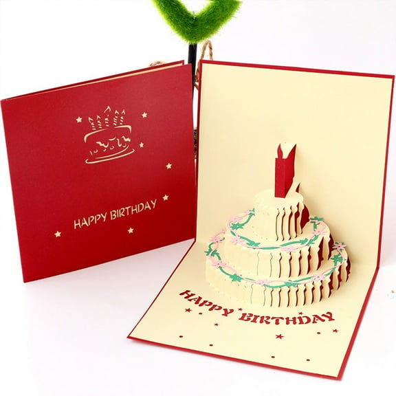 XEOVHV 3D Pop Up Birthday Cards, Auto Play Music Birthday Cake Card Pop Up Greeting Cards Laser Cut Happy Birthday Cards Best for Mom Wife Sister Boy Girl Friends 1 Pack