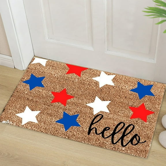 XEOVHV 4th July Coir Door Mats Outdoor, Home Front Patriotic Welcome Mats Rugs Bedroom Corridor Entrance Patio Independence Day Decoration 15.7 x 23.6 Inches