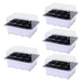 thumbnail image 1 of XEOVHV 5-Pack Seed Starter Tray Seedling Kits,Plant Starter Kit with Adjustable Humidity Dome and Base Indoor Greenhouse Mini Propagator for Seeds Growing Starting (12 Cells per Tray,White), 1 of 9
