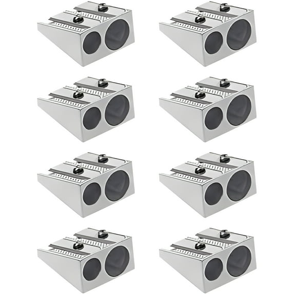 XEOVHV Aluminum Pencil Sharpener Survival, Hand Held Pencil Sharpener, Metal Pencil Sharpener Magnesium, 2-Hole Pencil Sharpener Magnesium Alloy Wedge Profile (Color : 8pc)