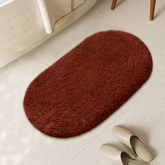 XEOVHV Bath Mat Rug,Rubber Non-Slip Bottom Household Quick-Drying Bath Mats for Bathroom,Bathroom Rugs Fit Under Door,Machine Washable Bathroom Floor Mats for Bathtub(Beige Oval,23.62x35.43in)