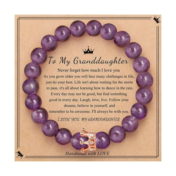 XEOVHV Beaded Bracelets for Teen Girls, Valentines Day Gifts for Her Teen Girl Gifts Ideas Teenage 11 Year Old Friendship Birthday Gifts Women Daughter Granddaughter Niece(Purple Agate)