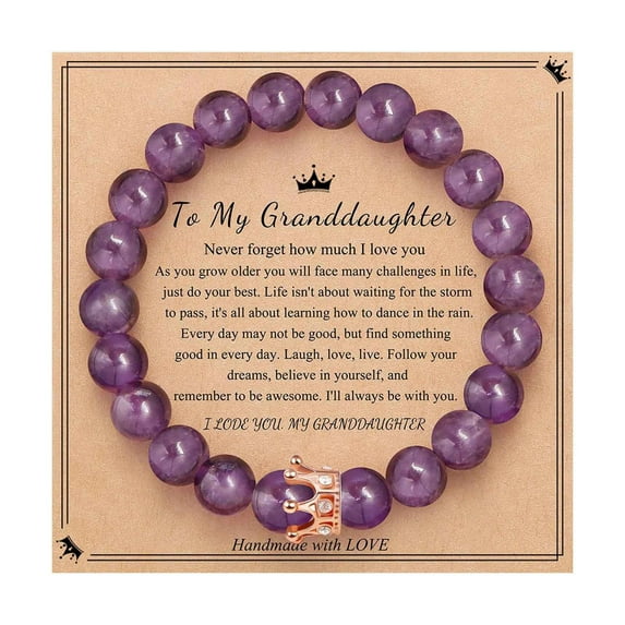 XEOVHV Beaded Bracelets for Teen Girls, Valentines Day Gifts for Her Teen Girl Gifts Ideas Teenage 11 Year Old Friendship Birthday Gifts Women Daughter Granddaughter Niece(Purple Agate)